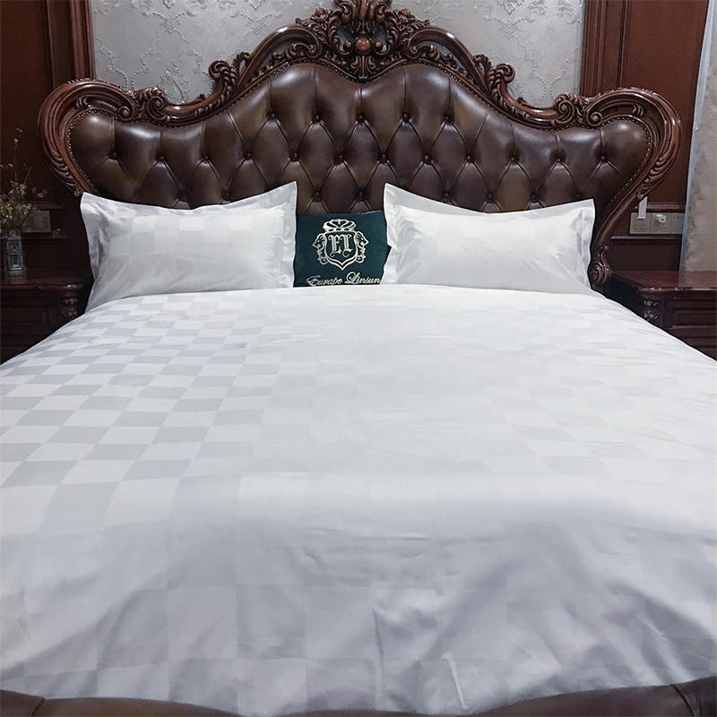 60 -ih češljani pamučni bijeli sateen Dobby Provjerite setovi za poklopce hotelskog kreveta